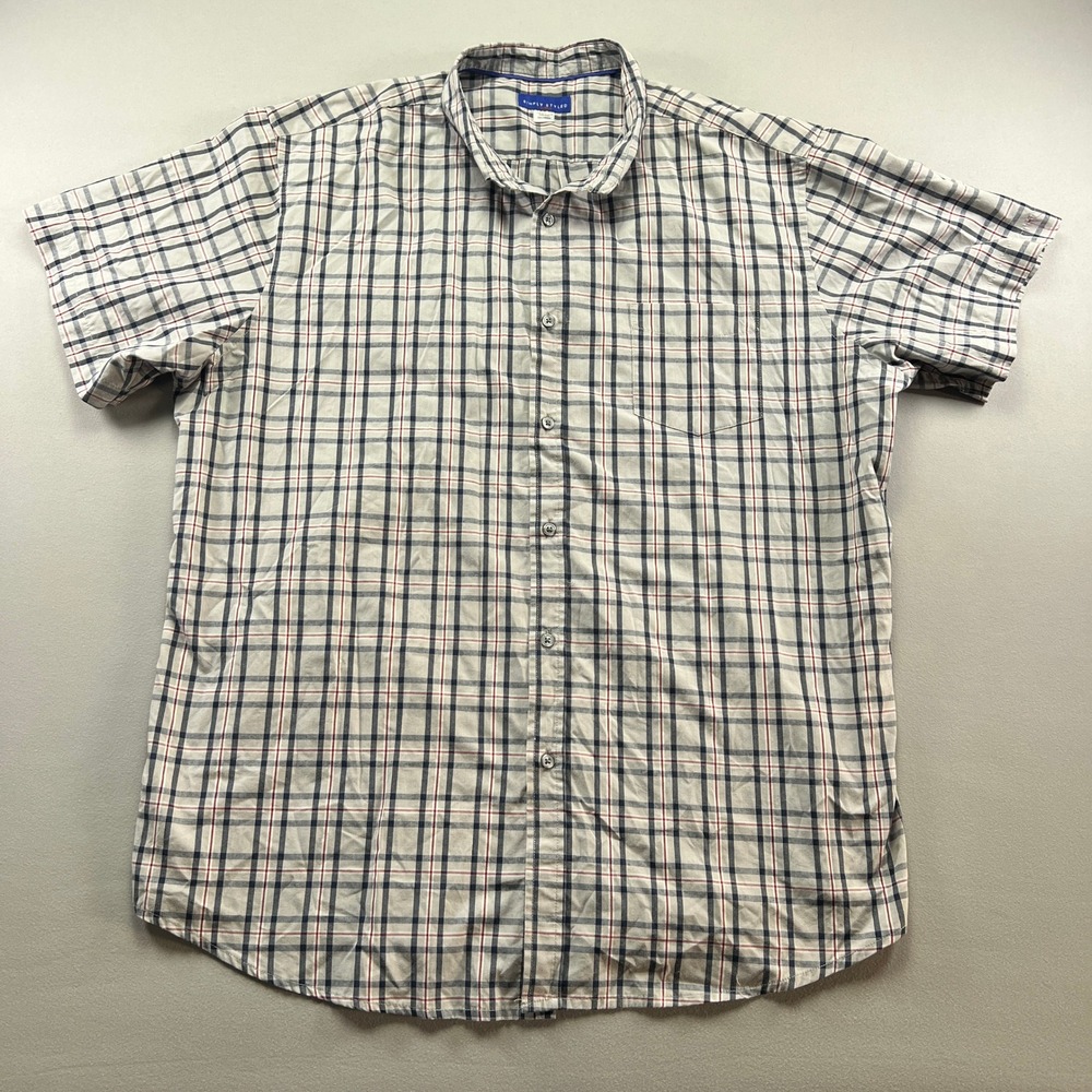 Simply Styled By Sears Shirt Men 2XLT Multicolor Plaid Cotton Back Box Button Up